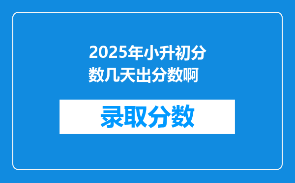 2025年小升初分数几天出分数啊