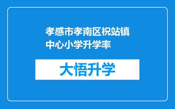 孝感市孝南区祝站镇中心小学升学率