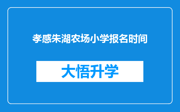 孝感朱湖农场小学报名时间