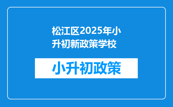 松江区2025年小升初新政策学校