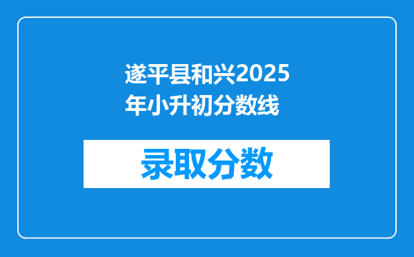 遂平县和兴2025年小升初分数线