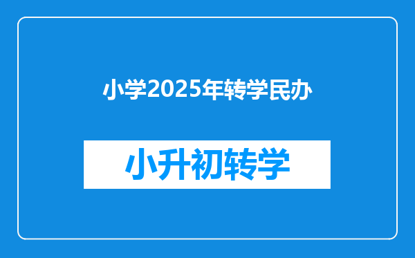 小学2025年转学民办