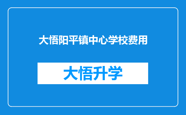 大悟阳平镇中心学校费用