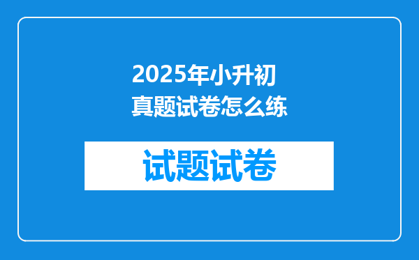 2025年小升初真题试卷怎么练