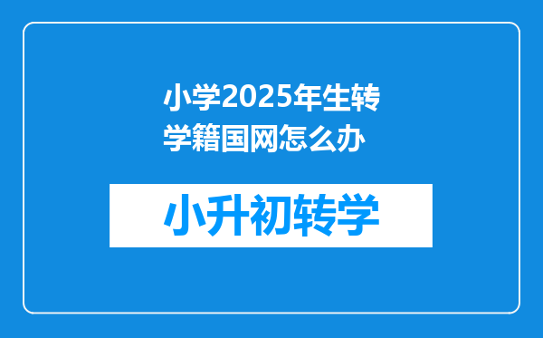 小学2025年生转学籍国网怎么办