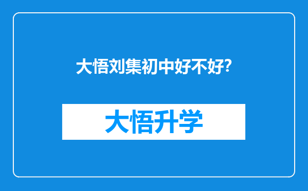 大悟刘集初中好不好？