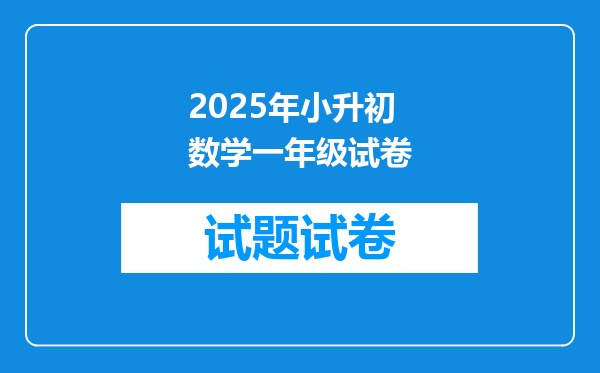 2025年小升初数学一年级试卷