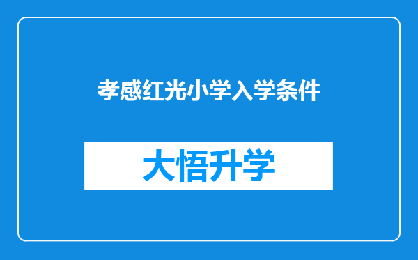 孝感红光小学入学条件