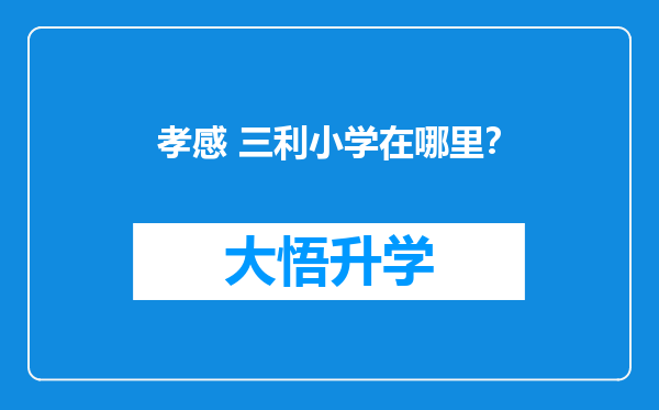 孝感 三利小学在哪里？