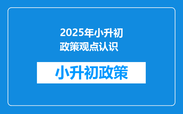 2025年小升初政策观点认识