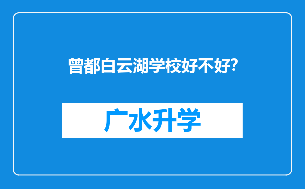 曾都白云湖学校好不好？