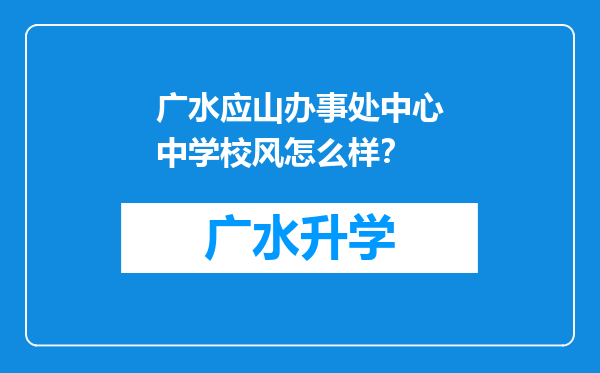 广水应山办事处中心中学校风怎么样？