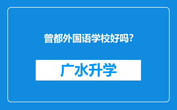 曾都外国语学校好吗？