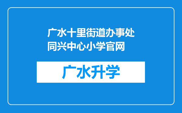 广水十里街道办事处同兴中心小学官网