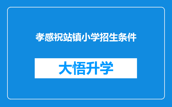 孝感祝站镇小学招生条件