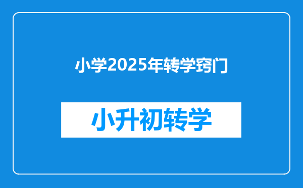 小学2025年转学窍门