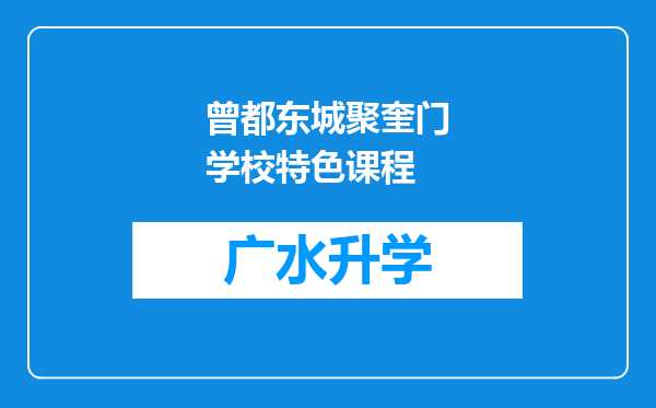 曾都东城聚奎门学校特色课程