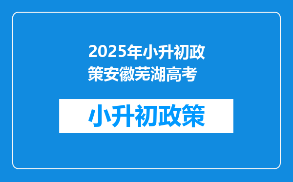 2025年小升初政策安徽芜湖高考