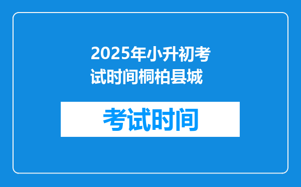 2025年小升初考试时间桐柏县城