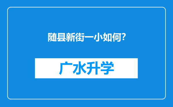 随县新街一小如何？