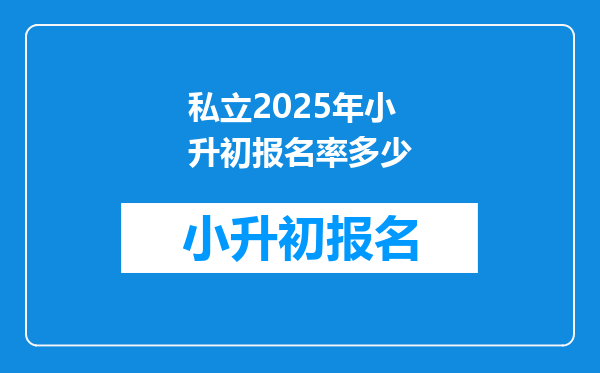 私立2025年小升初报名率多少