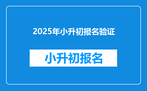 2025年小升初报名验证