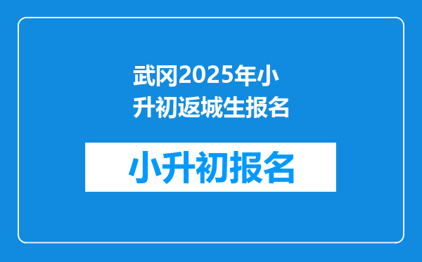 武冈2025年小升初返城生报名