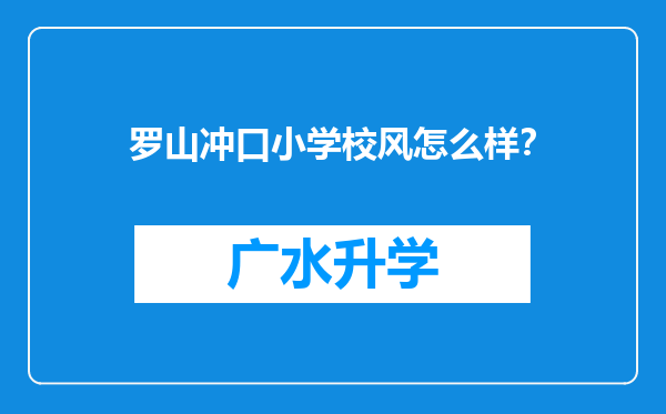 罗山冲口小学校风怎么样？