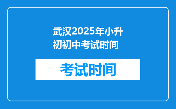 武汉2025年小升初初中考试时间