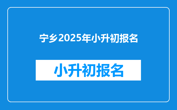 宁乡2025年小升初报名