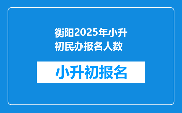 衡阳2025年小升初民办报名人数