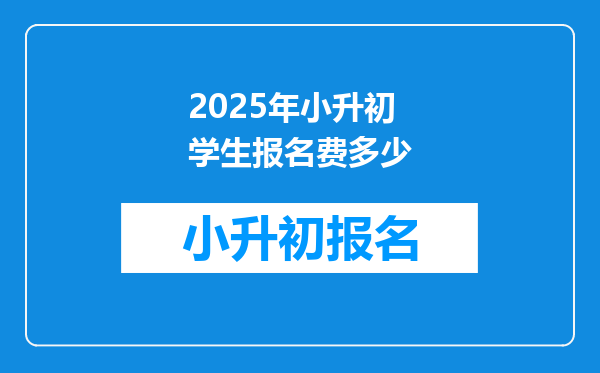 2025年小升初学生报名费多少