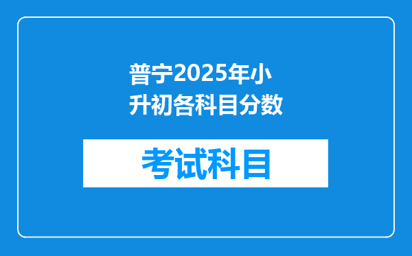 普宁2025年小升初各科目分数