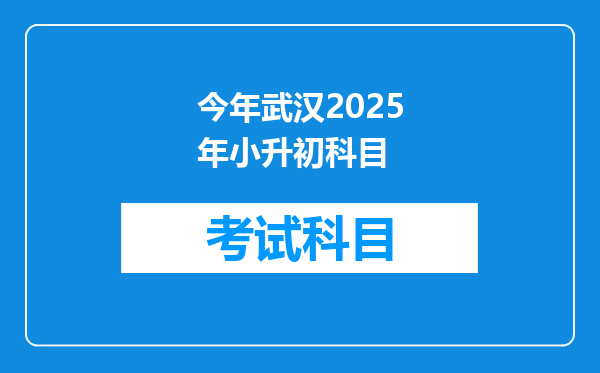 今年武汉2025年小升初科目