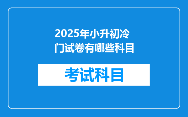 2025年小升初冷门试卷有哪些科目