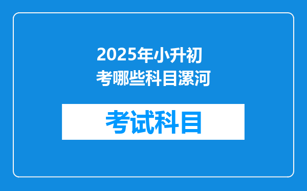 2025年小升初考哪些科目漯河