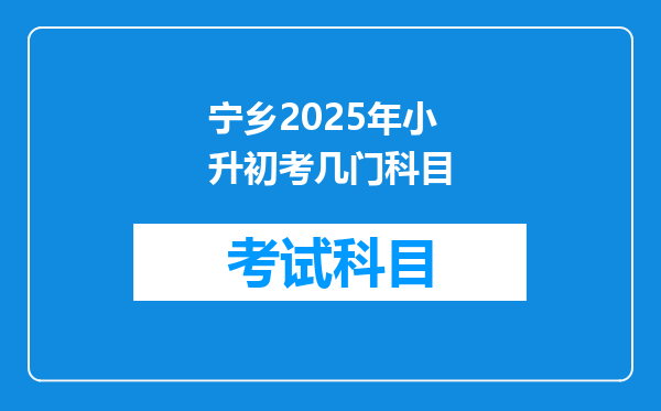 宁乡2025年小升初考几门科目