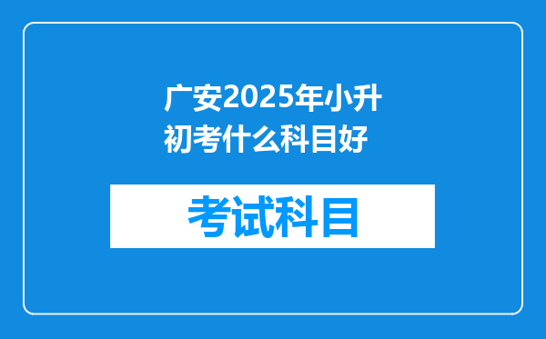 广安2025年小升初考什么科目好