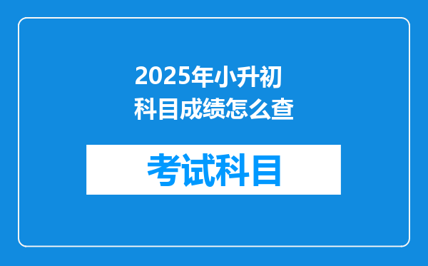 2025年小升初科目成绩怎么查