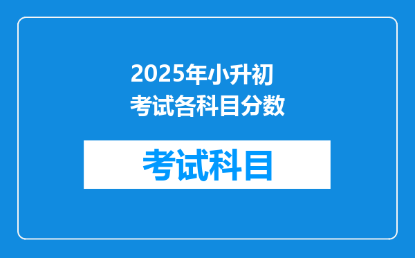 2025年小升初考试各科目分数