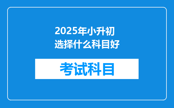 2025年小升初选择什么科目好