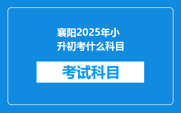 襄阳2025年小升初考什么科目