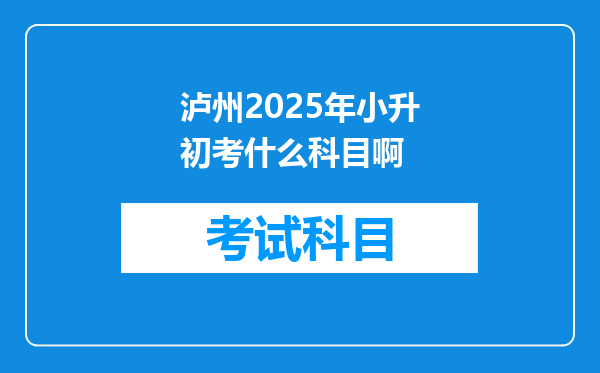 泸州2025年小升初考什么科目啊