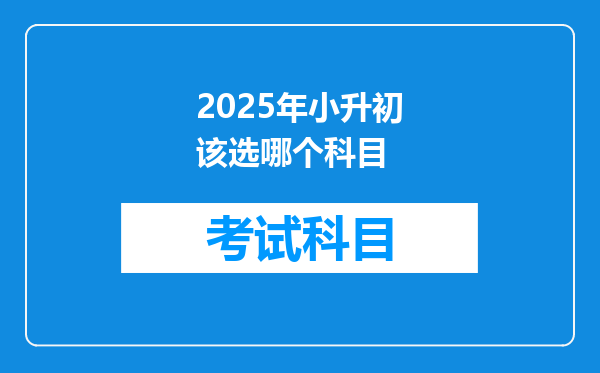 2025年小升初该选哪个科目