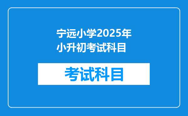 宁远小学2025年小升初考试科目