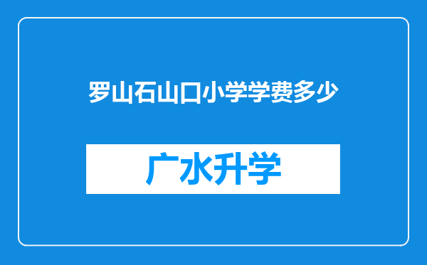 罗山石山口小学学费多少