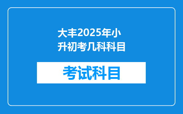 大丰2025年小升初考几科科目