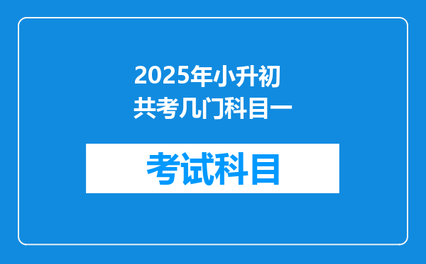 2025年小升初共考几门科目一