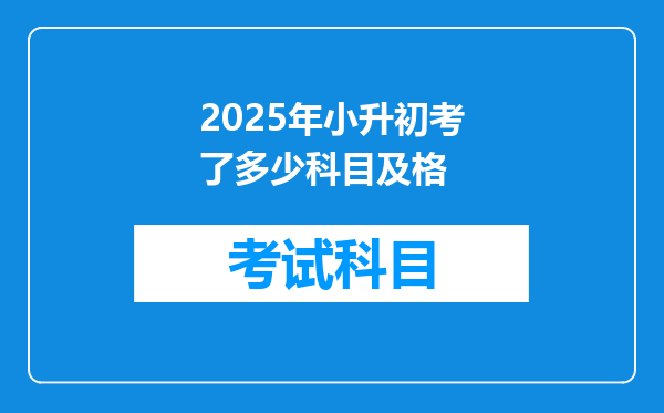 2025年小升初考了多少科目及格