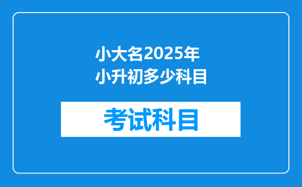 小大名2025年小升初多少科目